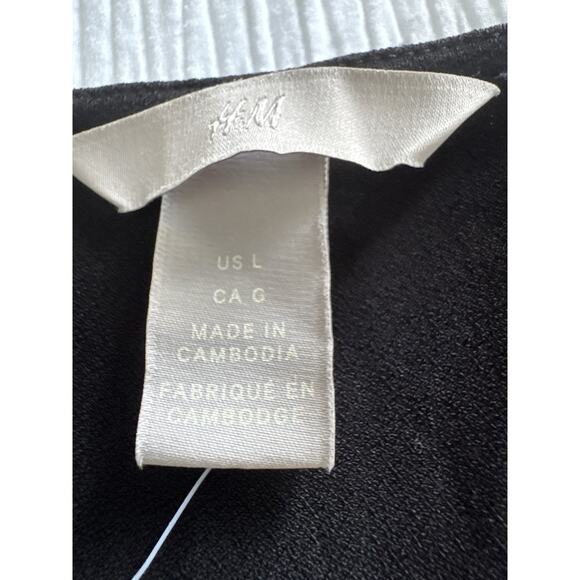 NWT H&M Little Black Dress Belt Career Work Summer Casual Slinky High Neck Large - Picture 2 of 8